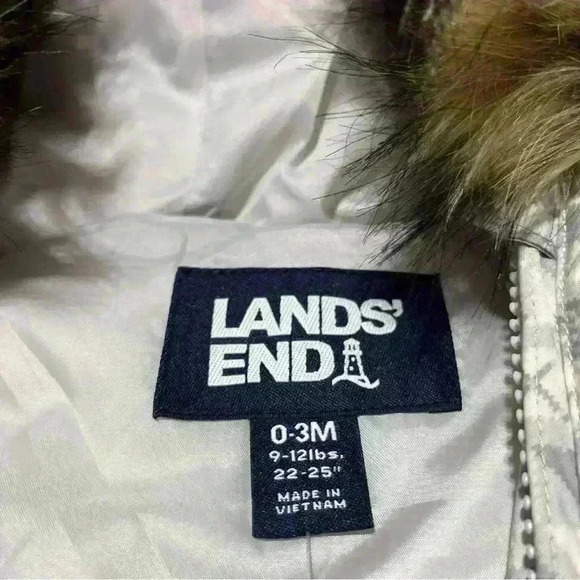 Lands End Kids Baby 0-3 Months Snow Suit Hood Puffer Gray Nordic Jacket Coat NWT - Picture 3 of 13